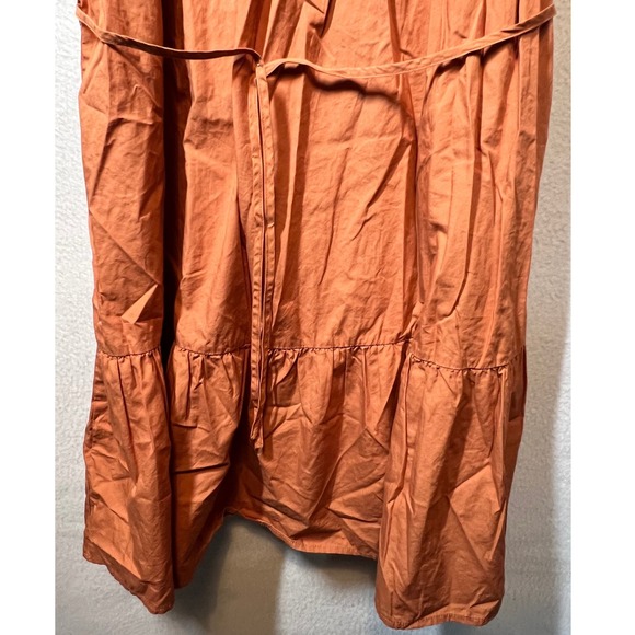 MNG Orange Cotton Square Neck Puff Sleeve Tiered Mini‎ Dress Size 4 - Picture 10 of 12